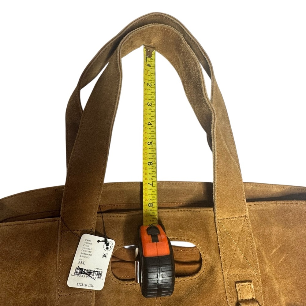 NWT FREE PEOPLE Suede Caravan Tote Bag - Saddle - Picture 12 of 13